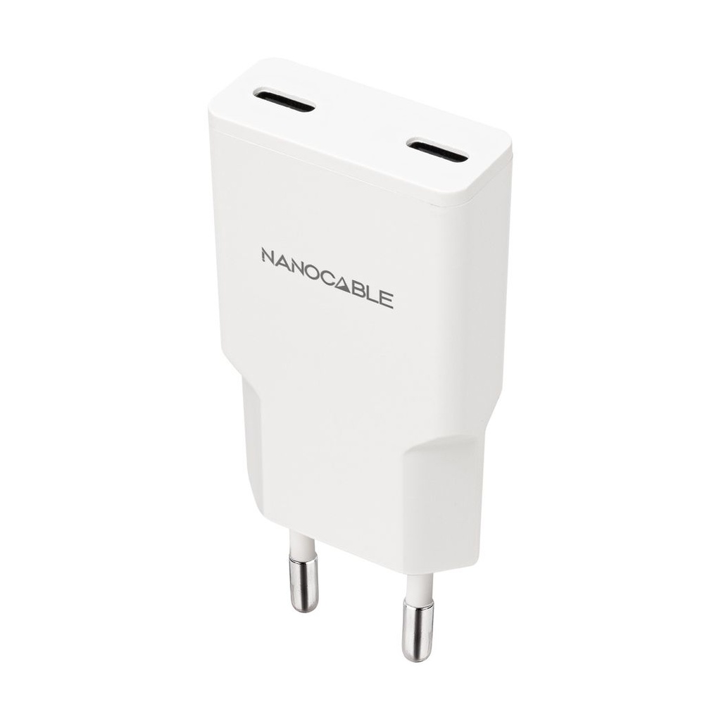 Cargador de Pared Nanocable 10.10.2029/ 2xUSB Tipo-C/ 30W/ Blanco