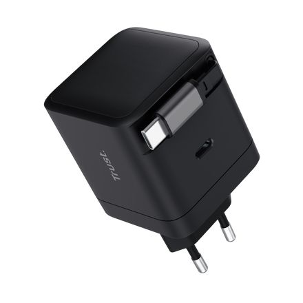 Cargador de Pared Trust Maxo 65W/ 1xUSB Tipo-C/ Incluye Cable USB Tipo-C Retráctil/ 65W