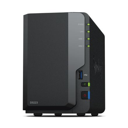 NAS Synology Diskstation DS223/ 2 Bahías 3.5"- 2.5"/ 2GB DDR4/ Formato Torre