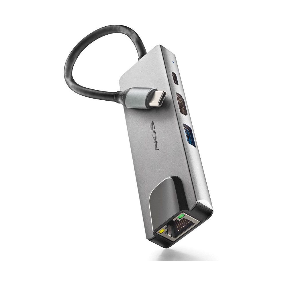 Docking USB Tipo-C NGS WonderDock Supra/ 1xUSB/ 1xUSB Tipo-C DP/ 1xHDMI 4K/ 1xRJ45/ Gris