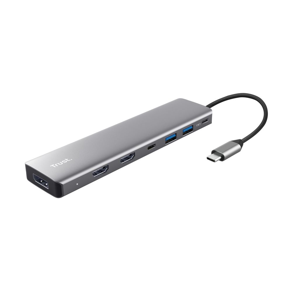 Docking USB Tipo-C Trust Dalyx/ 2xUSB/ 2xHDMI 4K/ 1xDisplayPort/ 1xUSB Tipo-C PD/ Gris