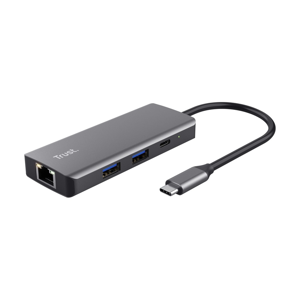 Docking USB Tipo-C Trust Dalyx/ 2xUSB/ 2xUSB Tipo-C/ 1xHDMI 4K/ 1xRJ45/ Gris