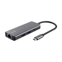 Docking USB Tipo-C Trust Dalyx/ 2xUSB/ 2xUSB Tipo-C/ 1xHDMI 4K/ 1xRJ45/ Gris