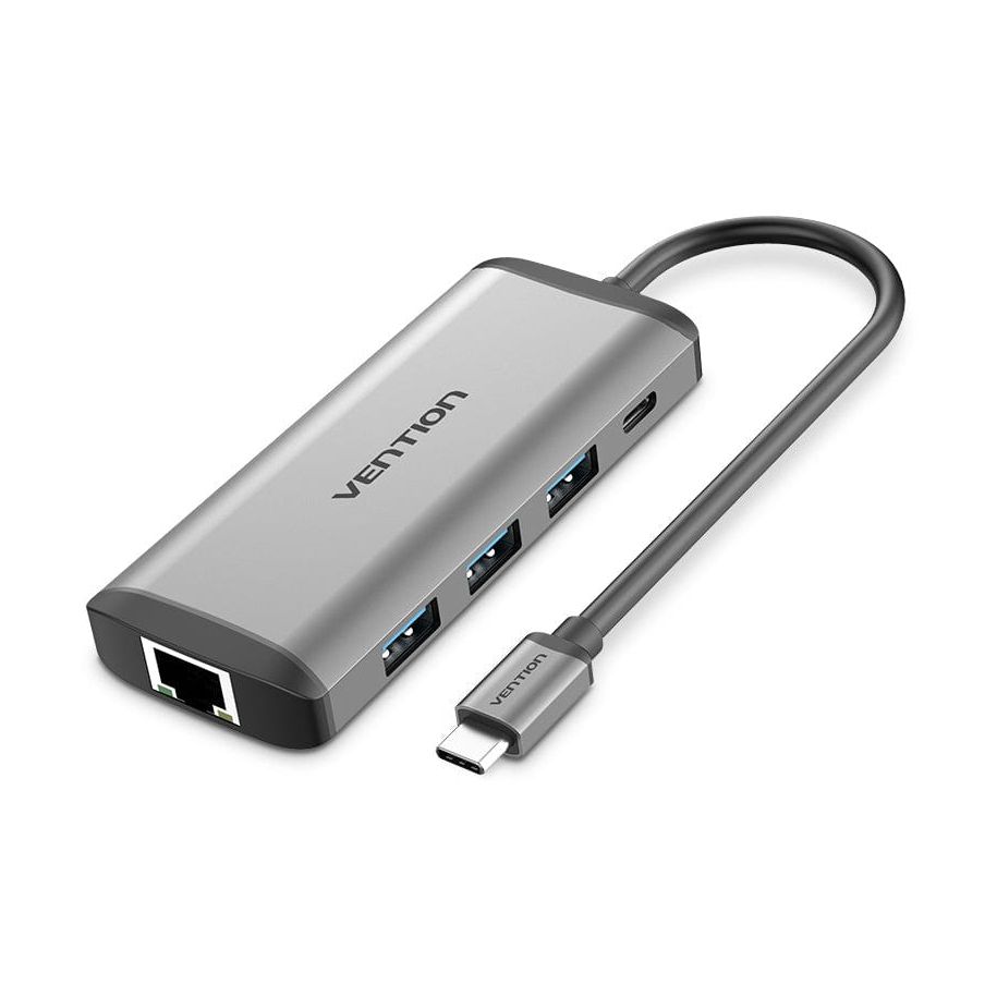 Docking USB Tipo-C Vention CNDHB/ 1xHDMI 4K/ 3xUSB/ 1xUSB Tipo-C PD/ 1xRJ45/ 1xLector tarjetas/ Gris