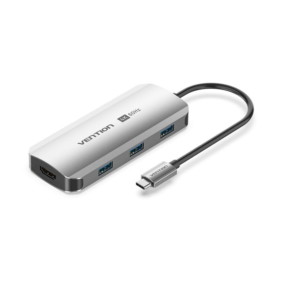 Docking USB Tipo-C Vention TGESB/ 3xUSB/ 1xHDMI 4K/ 1xUSB Tipo-C PD/ Azul