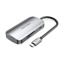 Docking USB Tipo-C Vention TNHHB/ 3xUSB/ 1xUSB Tipo-C PD/ 1xLector Tarjetas SD y MicroSD/ Gris