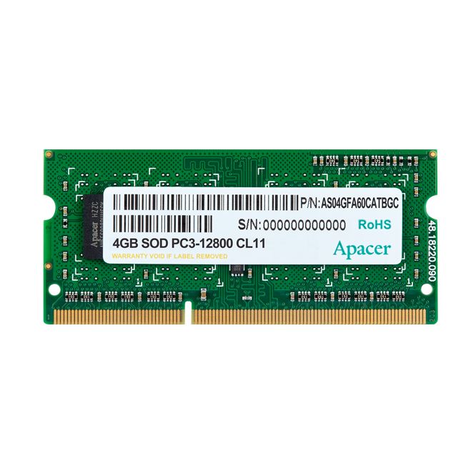 Memoria RAM Apacer DS.04G2K.KAM 4GB/ DDR3/ 1600MHz/ 1.5V/ CL11/ SODIMM
