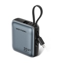 Powerbank 10000mAh Vention FHFN0/ 35W/ Gris/ Incluye Cable USB TIpo-C y Lightning