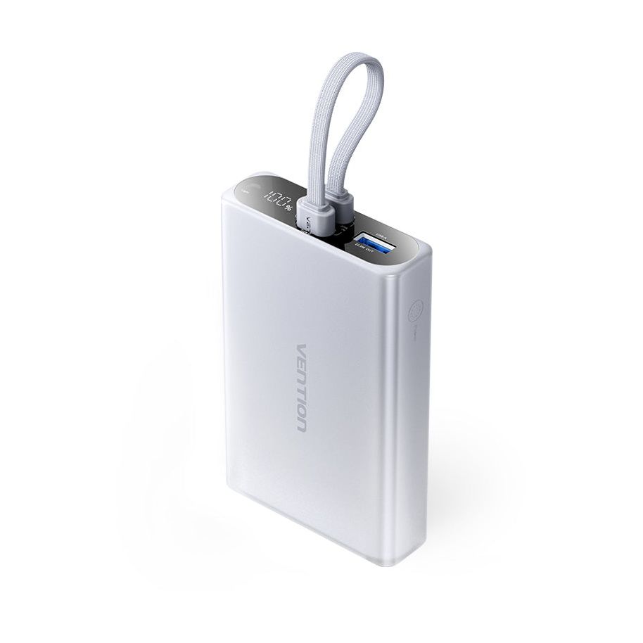 Powerbank 10000mAh Vention FHZM0/ 22.5W/ Gris/ Incluye Cable USB Tipo-C y Lightning