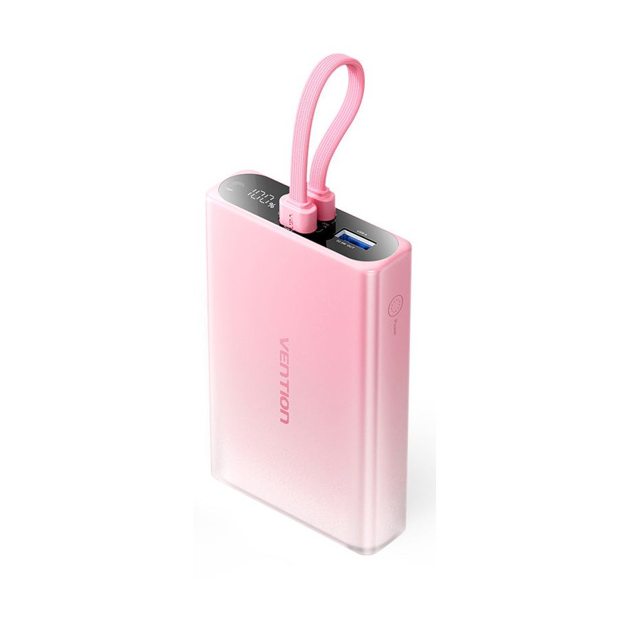 Powerbank 10000mAh Vention FHZP0/ 22.5W/ Rosa/ Incluye Cable USB Tipo-C y Lightning
