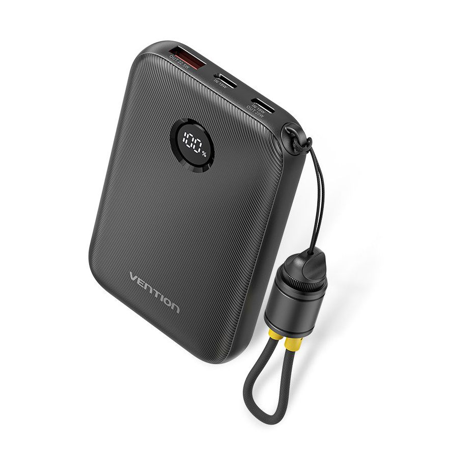 Powerbank 10000mAh Vention FKAB0-C/ 22.5W/ Negro/ Incluye Cable USB Tipo-C
