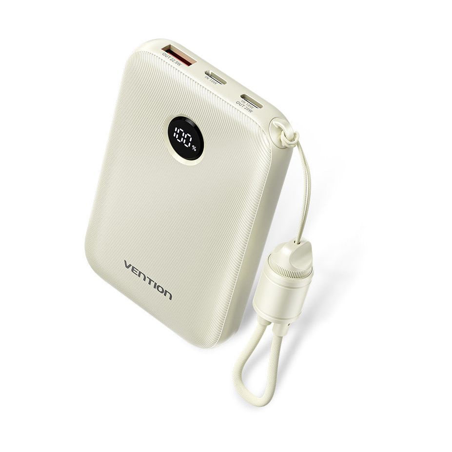 Powerbank 10000mAh Vention FKAN0-C/ 22.5W/ Gris/ Incluye Cable USB Tipo-C