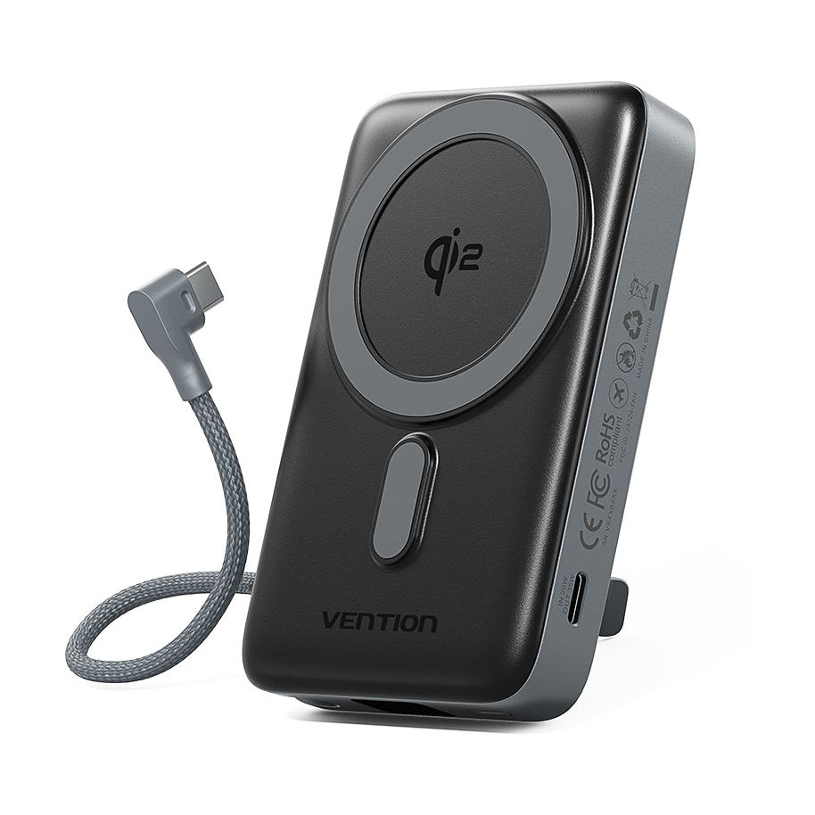 Powerbank 10000mAh Vention FKHH0/ 35W/ Wireless/ Gris/ Incluye Cable USB Tipo-C