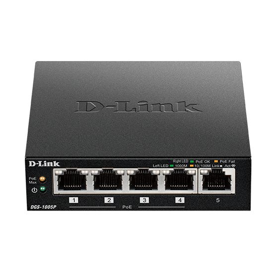 Switch D-Link DGS-1005P 5 Puertos/ RJ-45 10/100/1000 PoE