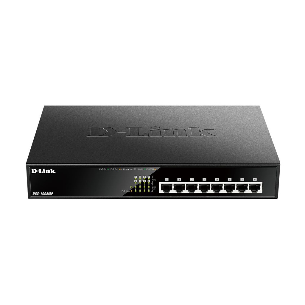 Switch D-Link DGS-1008MP 8 Puertos/ RJ-45 10/100/1000 POE