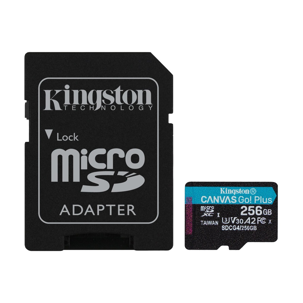 Tarjeta de Memoria Kingston CANVAS Go! Plus 256GB microSD XC con Adaptador/ Clase 10/ 200MBs