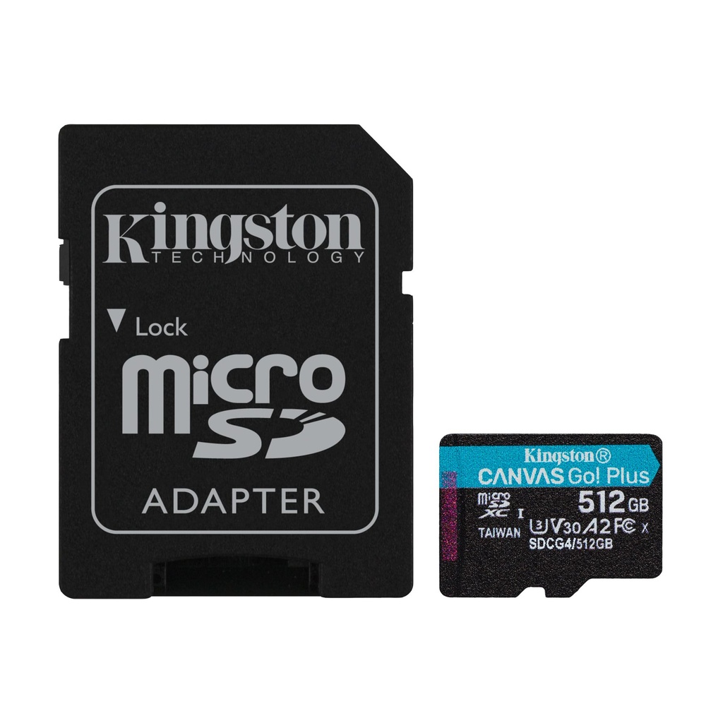 Tarjeta de Memoria Kingston CANVAS Go! Plus 512GB microSD XC con Adaptador/ Clase 10/ 200MBs