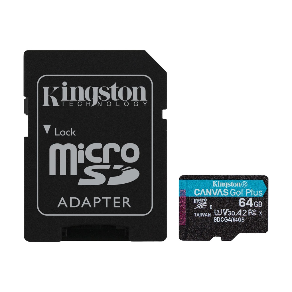 Tarjeta de Memoria Kingston CANVAS Go! Plus 64GB microSD XC con Adaptador/ Clase 10/ 200MBs