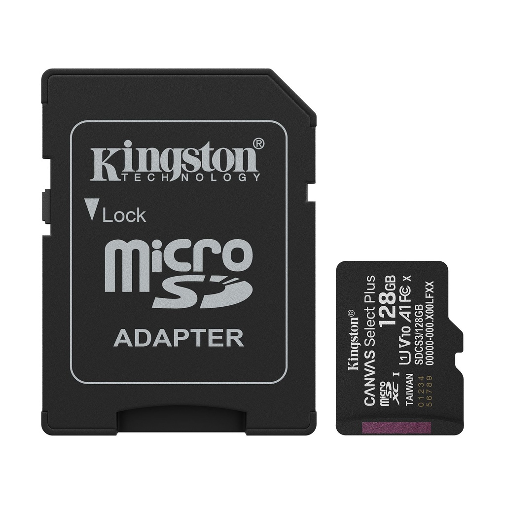 Tarjeta de Memoria Kingston CANVAS Select Plus 128GB microSD XC con Adaptador/ Clase 10/ 150MBs