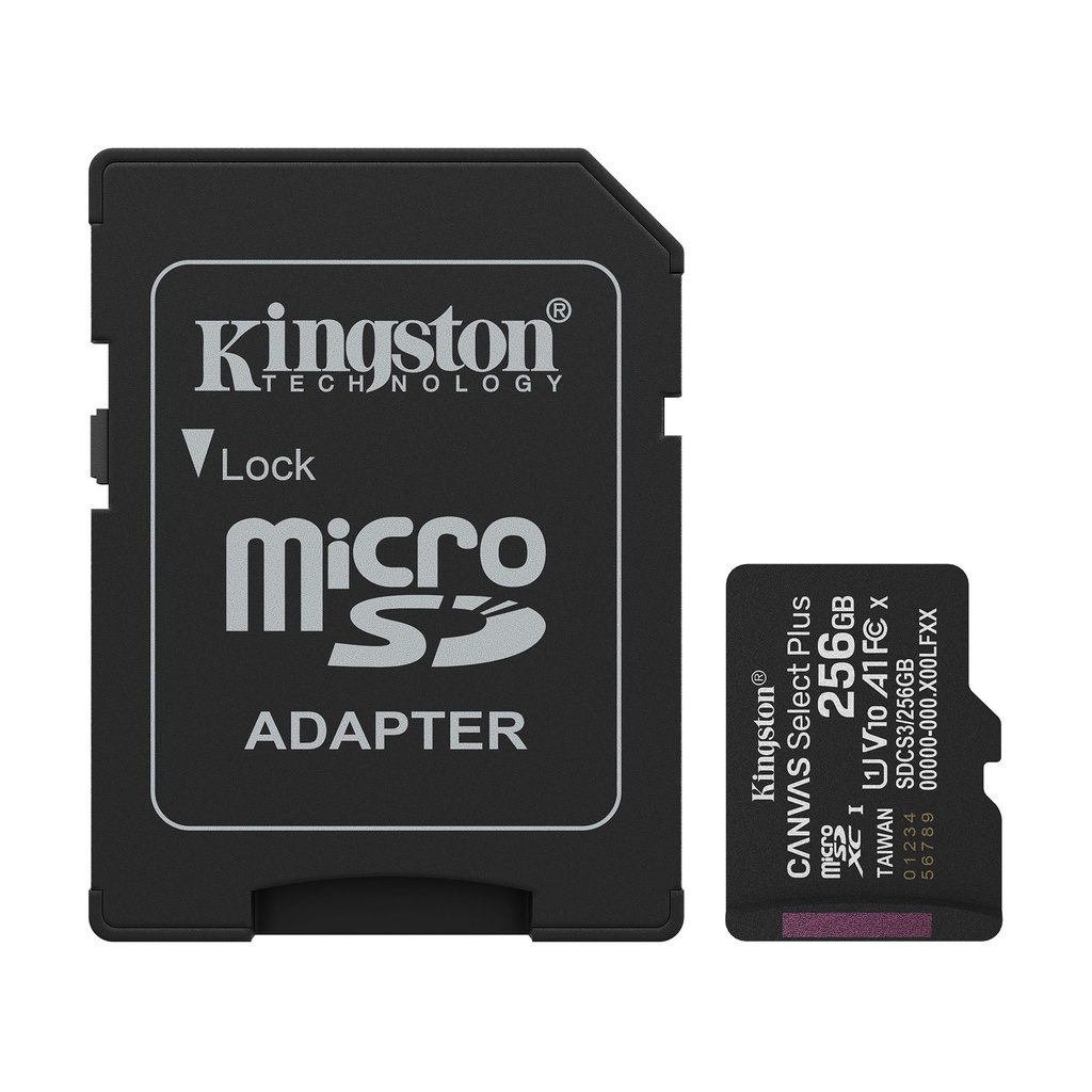 Tarjeta de Memoria Kingston CANVAS Select Plus 256GB microSD XC con Adaptador/ Clase 10/ 150MBs