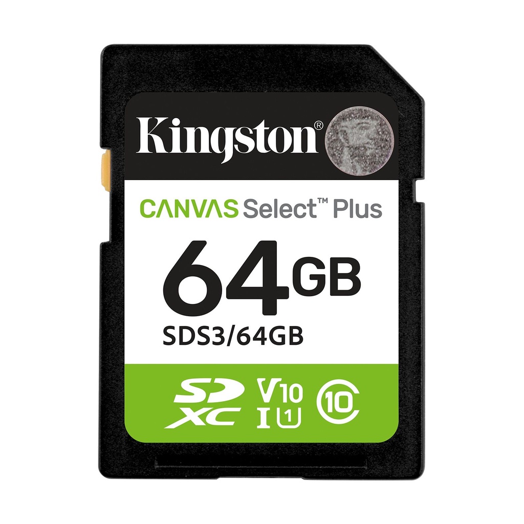 Tarjeta de Memoria Kingston CANVAS Select Plus 64GB SD XC/ Clase 10/ 100MBs