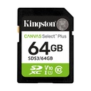 Tarjeta de Memoria Kingston CANVAS Select Plus 64GB SD XC/ Clase 10/ 100MBs
