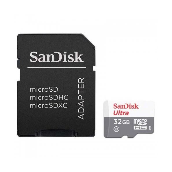 Tarjeta de Memoria SanDisk Ultra 32GB microSD HC con Adaptador/ Clase 10/ 100MB/s
