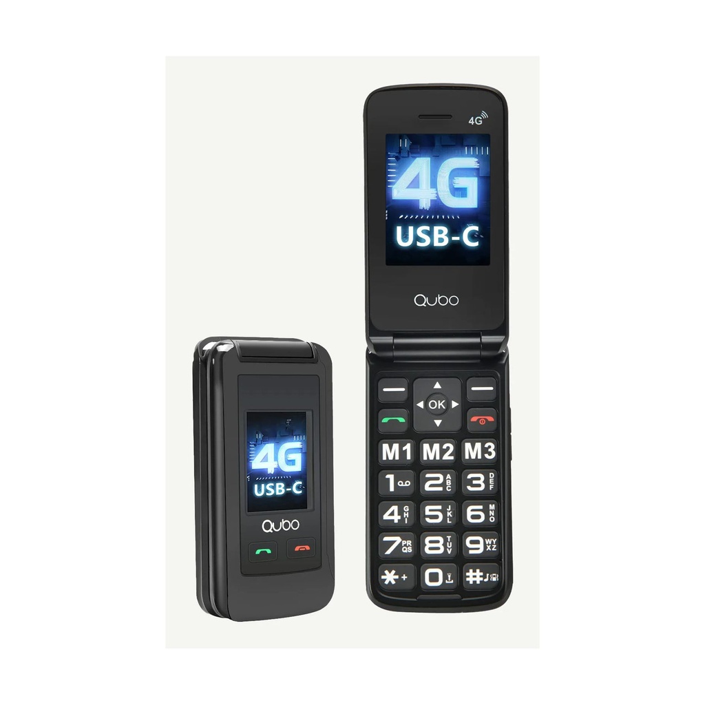 Teléfono Móvil Qubo X-247 4G para Personas Mayores/ Negro