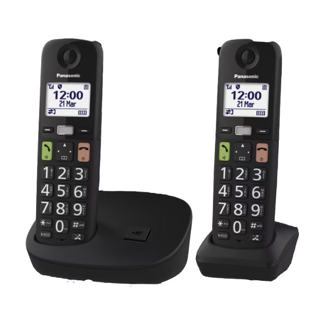 Teléfono Inalámbrico Panasonic KX-TGU112EXB/ Pack DUO/ Negro