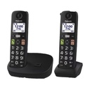 Teléfono Inalámbrico Panasonic KX-TGU112EXB/ Pack DUO/ Negro