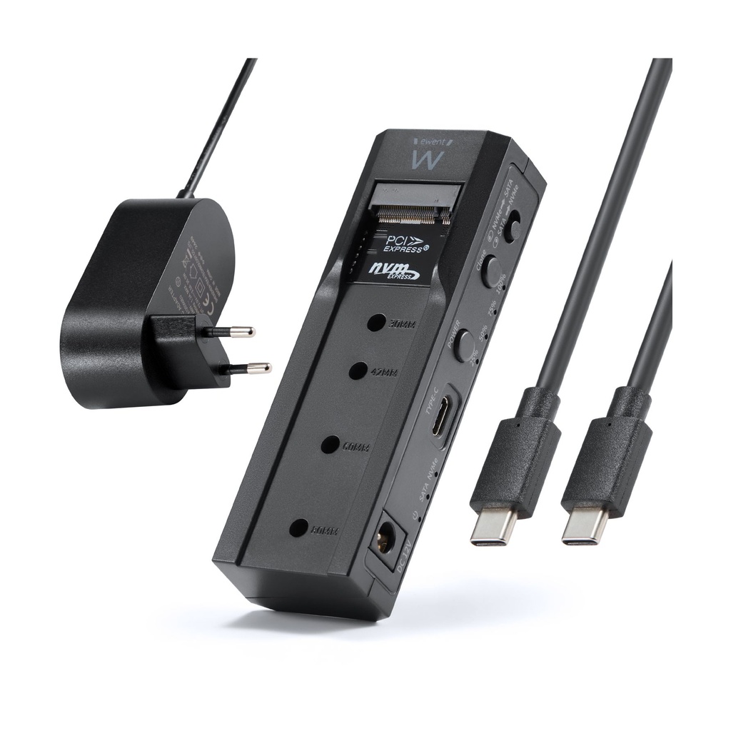 Ewent EW7065, Carcasa de disco duro/SSD, 2.5/3.5", M.2, 10 Gbit/s, Conexión USB, Negro