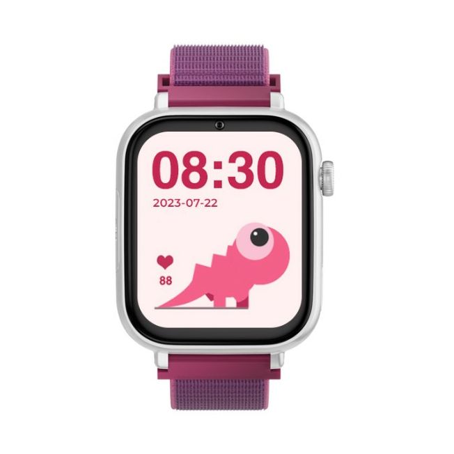Savefamily Reloj Inteligente Smartwatch Infantil SaveWatch Plus con GPS y Llamada - IP67 - Boton SOS - Carcasa Blanca - Correa Tela Frambuesa