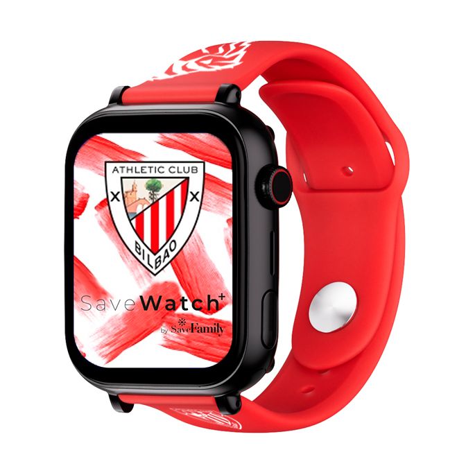 Savefamily Reloj Inteligente Smartwatch Infantil Savewatch Plus Edicion Athletic Club con GPS y Llamada - Correa Silicona Roja