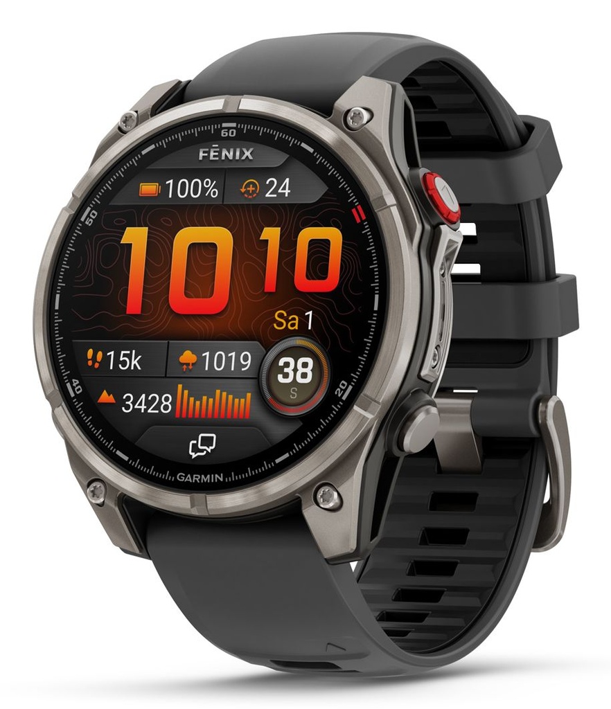 Garmin Fenix ​​8 Pro 47 mm AMOLED Saphirgrau mit schwarzem Silikonarmband