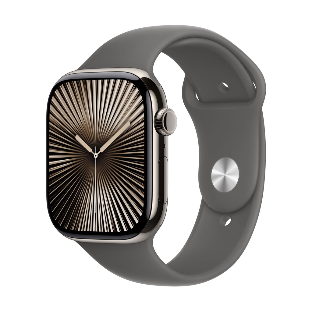 Apple Watch Series 10 GPS + Cellular 46mm Titanio Natural y Correa Deportiva Gris (Stone Grey) - Talla M/L