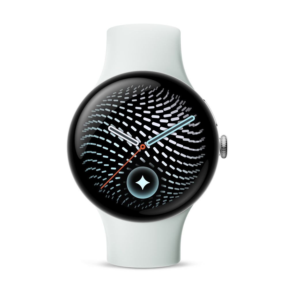 Google Pixel Watch 5 45 mm Bluetooth Aluminium Silber (Polished Silver) und Nebelgrau Sportarmband