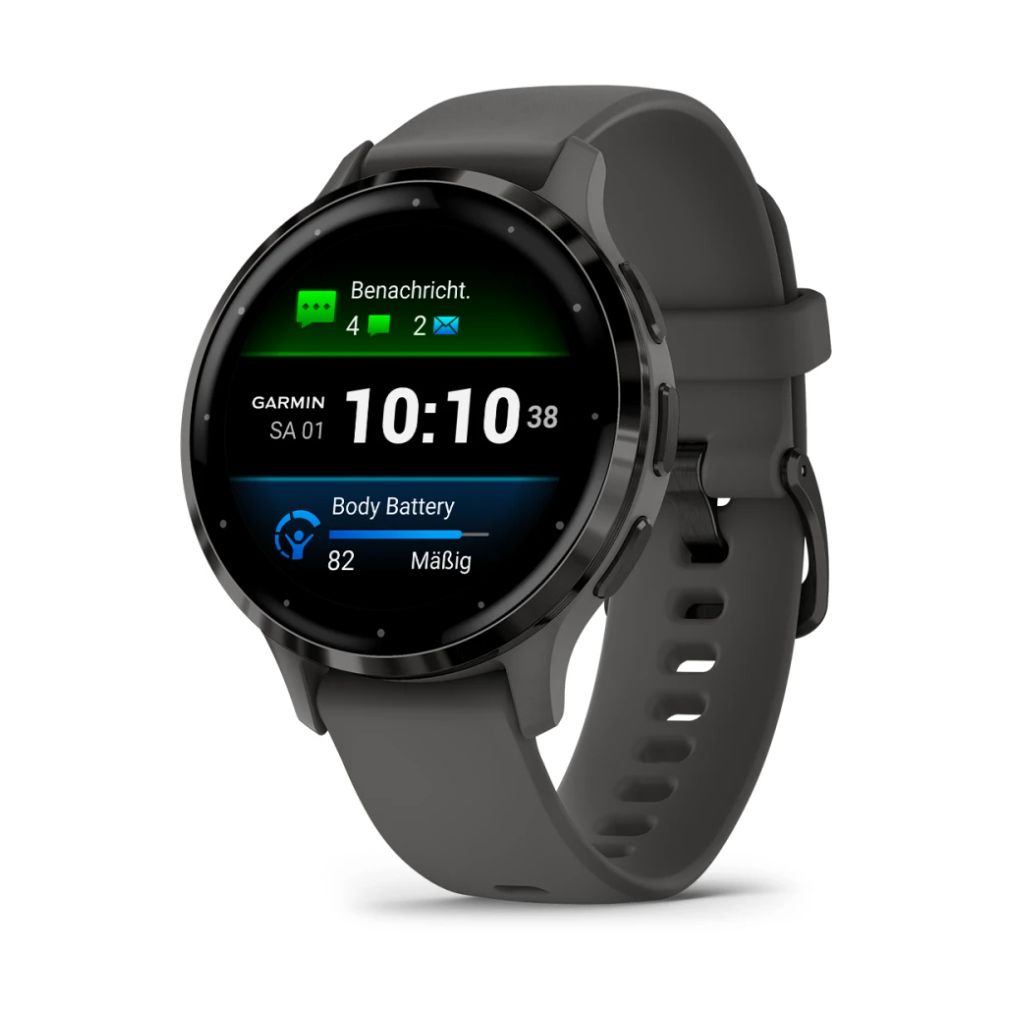 Garmin Venu 3S 41mm Bisel de Acero Inoxidable Gris con Correa de Silicona Gris (Pebble Grey)