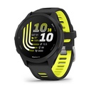 Relógio inteligente Garmin Forerunner 170 Music de 42 mm, preto, com bracelete preta/amarela.