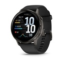 Garmin Venu 4 GPS 45mm Stainless Steel Black (Slate) and Silicone Strap Black (Black)