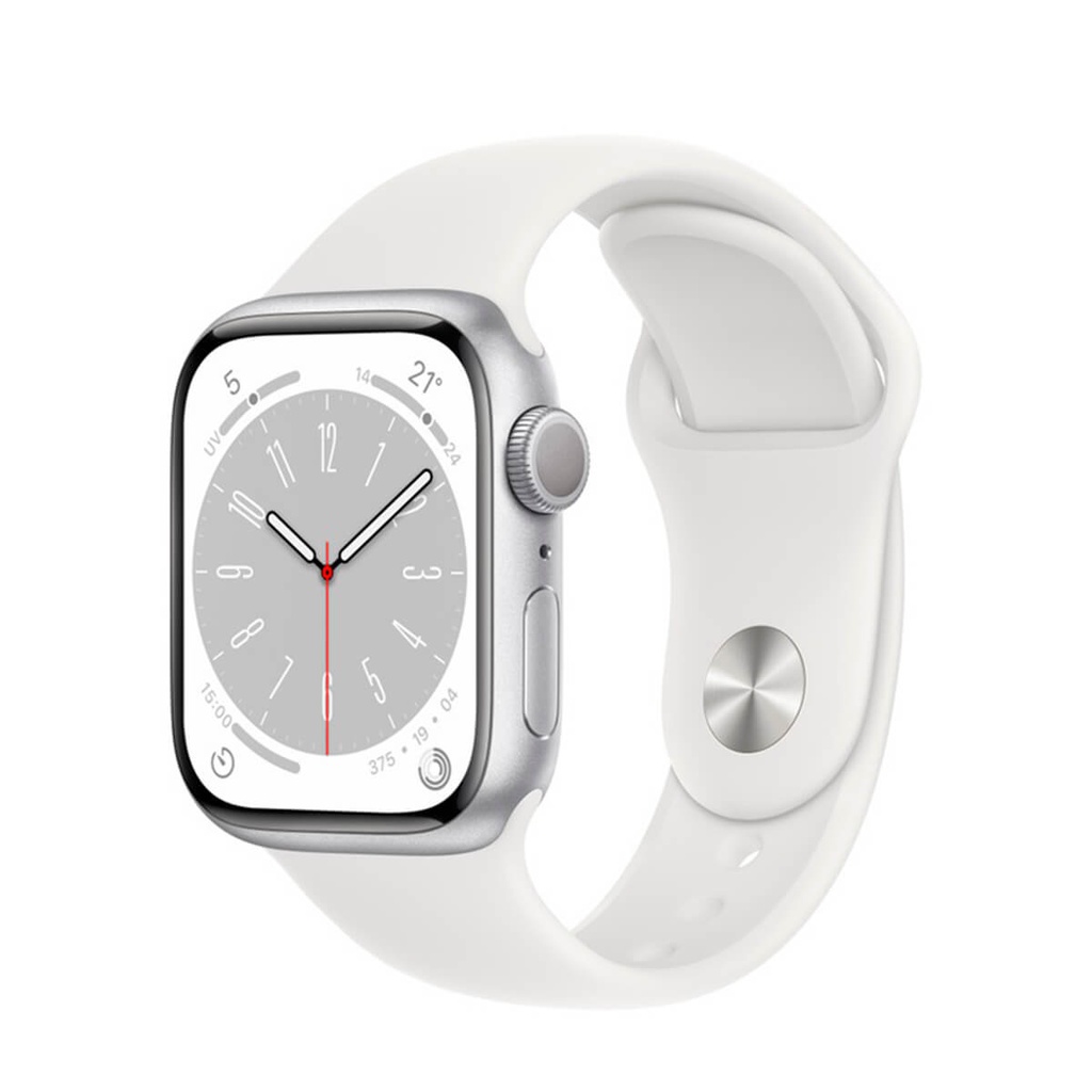 Apple Watch Series 8 GPS + Cellular 41mm Aluminio Plata (Silver) y Correa Deportiva Blanca (White)