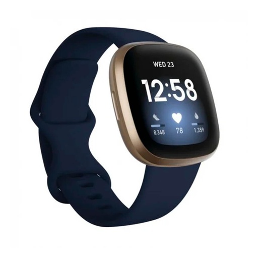 [FB511SGA] Fitbit Versa 3 Aluminio Dorado y Correa Azul Medianoche (Midnight)