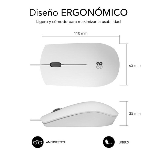 [DP.SUB-MOU_BUS_1200DPI_WH] Ratón Subblim Business Silencioso/ Hasta 1200 DPI/ Blanco
