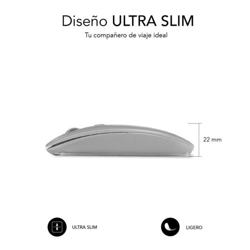 [DP.SUB-MOU_DUAL_FLAT_RECAR_SV] Subblim Dual Flat Bluetooth Wireless Mouse/ Rechargeable Battery/ Up to 1600 DPI/ Silver