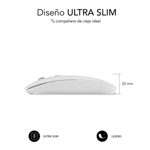 [DP.SUB-MOU_DUAL_FLAT_RECAR_WH] Ratón Inalámbrico por Bluetooth Subblim Dual Flat/ Batería recargable/ Hasta 1600 DPI/ Blanco