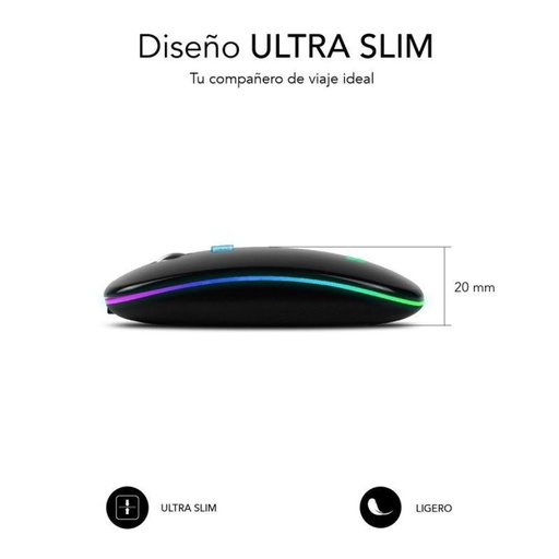[DP.SUB-MOU_LED_DUAL_FLAT_BK] Mouse wireless Bluetooth Subblim Dual Flat LED / Batteria ricaricabile / Fino a 1600 DPI