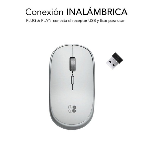 [DP.SUB-MOU_WIR_MINI_SV] Ratón Inalámbrico Subblim Wireless Mini/ Hasta 1600 DPI/ Plata