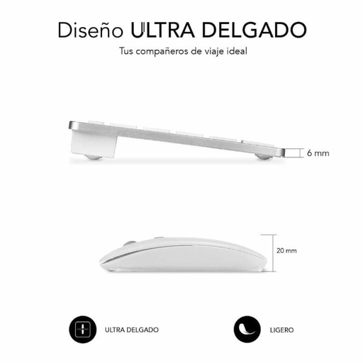[DP.SUB-TEC_COMBO_MULT_COMP_SV] Subblim OCO010 Wireless Keyboard and Mouse Compact Multi-Device Combo/ Silver