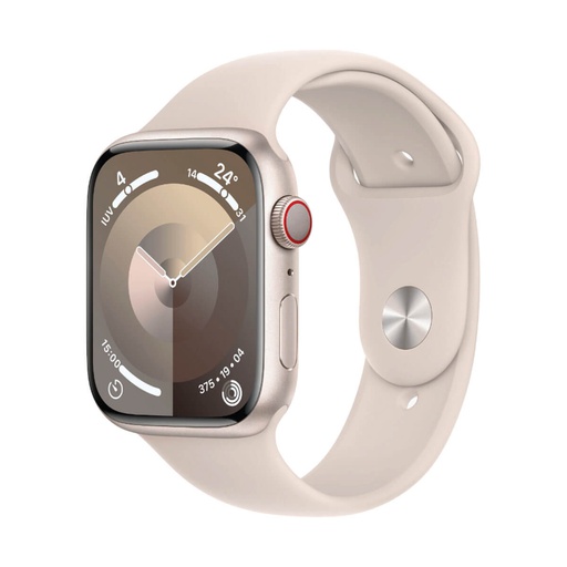 [MRM83] Apple Watch Series 9 GPS + Cellular 45 mm Alumínio e Pulseira Esportiva Branca (Starlight) MRM83QL/A - Tamanho S/M