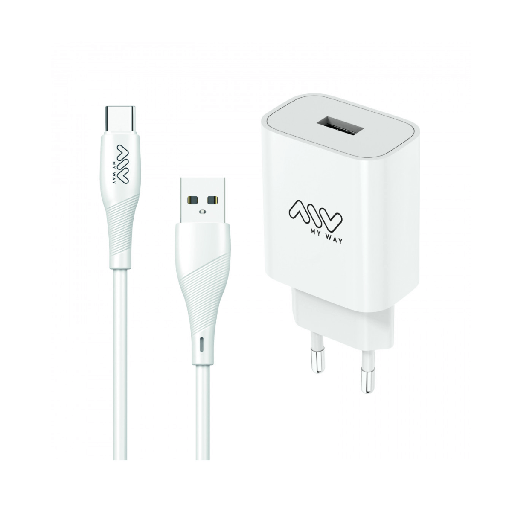 [MYWEPAK0002] Chargeur mural USB 12 W + Câble USB-C Blanc