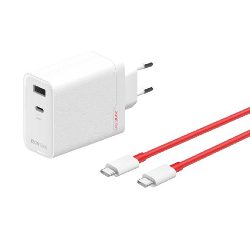 [ONEPLC120WCBLWH] Carregador OnePlus SUPERVOOC 120W Dual Port Fast Charging USB-C com cabo branco